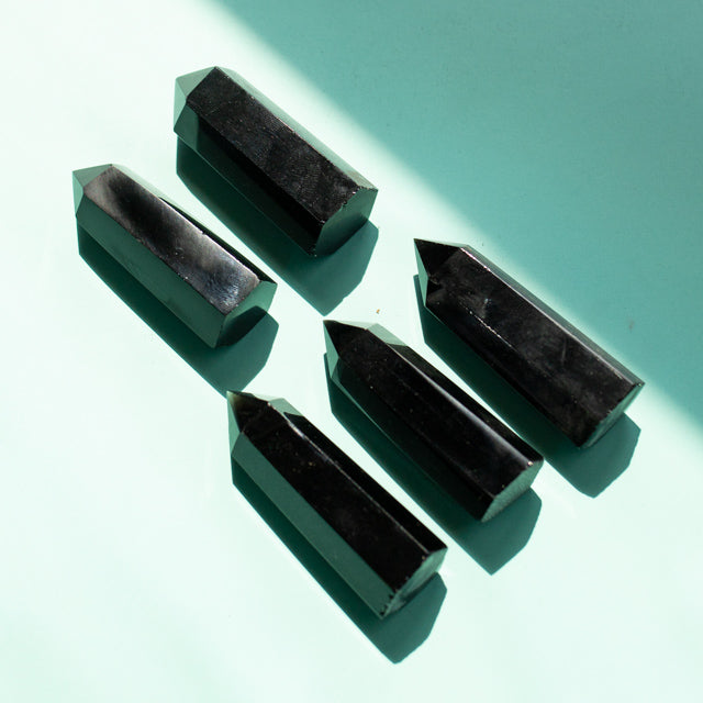 Natural Black Obsidian Crystal Tower