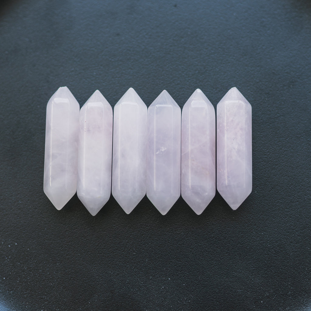 Rose Quartz Double Pointed Hexagonal Column