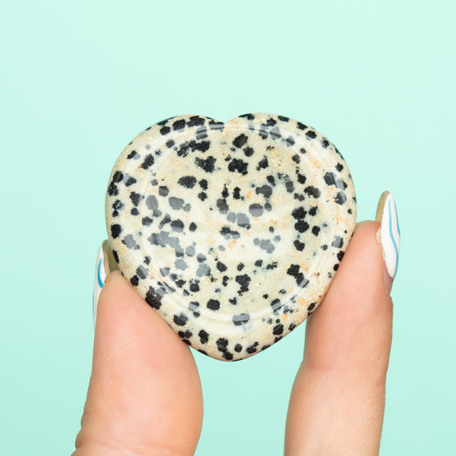 Dalmatian Jasper Heart Shaped Worry Stone