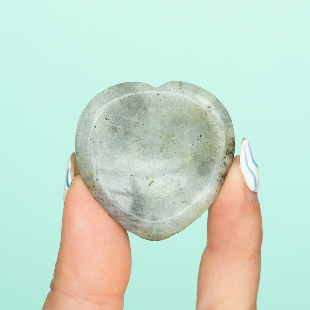 White Spectrolite Heart Shaped Worry Stone
