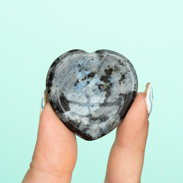 Black Spectrolite Heart Shaped Worry Stone