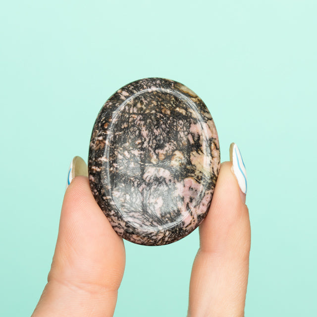 Natural Rhodonite Worry Stone