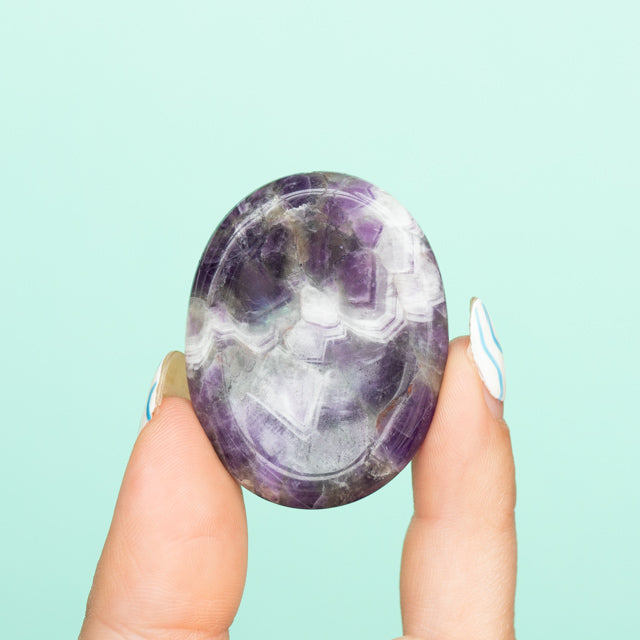Natural Chevron Amethyst Worry Stone